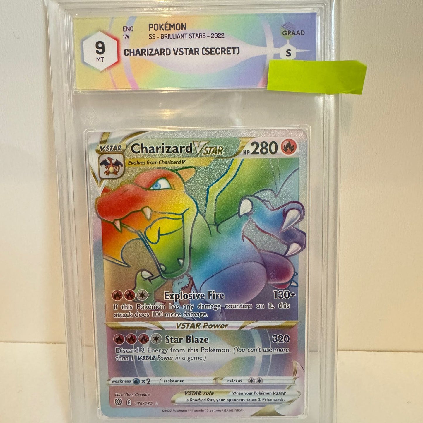 CHARIZARD VSTAR SECRET 174/172 2022 BRILLIANT STARS ENG GRAAD 9 MINT