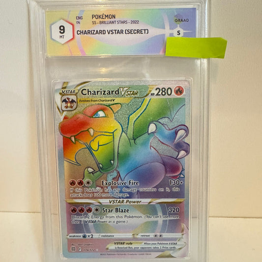 CHARIZARD VSTAR SECRET 174/172 2022 BRILLIANT STARS ENG GRAAD 9 MINT